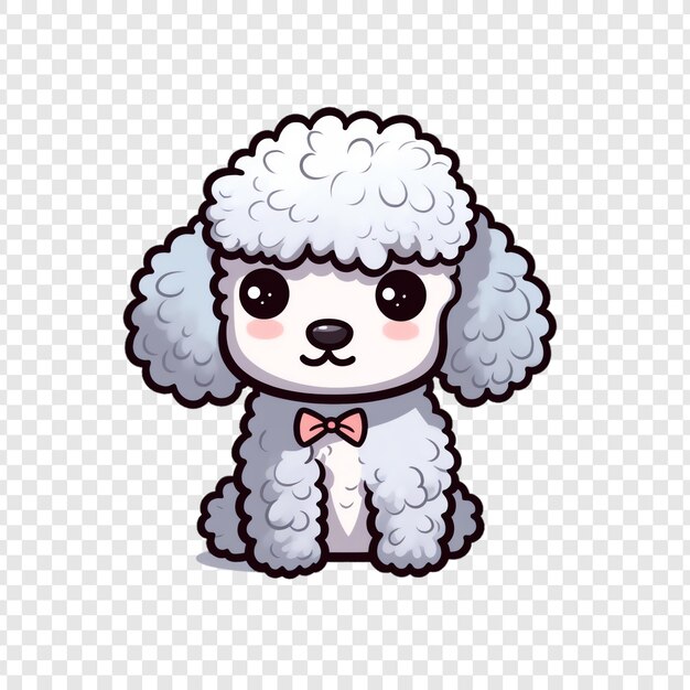 PSD a white poodle with a bow on a white background