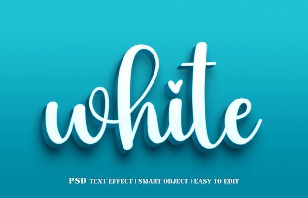 White PSD text effect design 3d editable