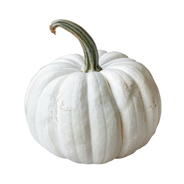 PSD white pumpkin with green stem on black background