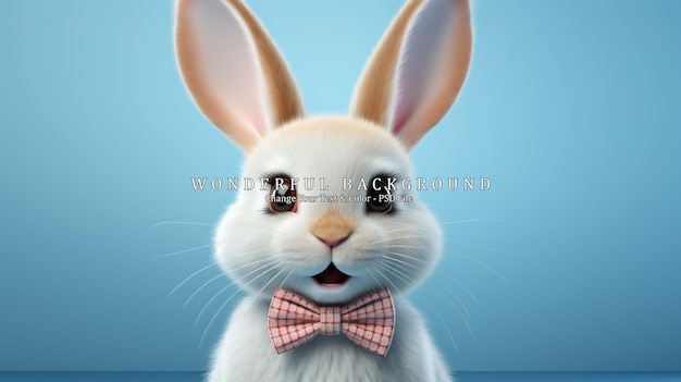 PSD white rabbit ear on pastel blue