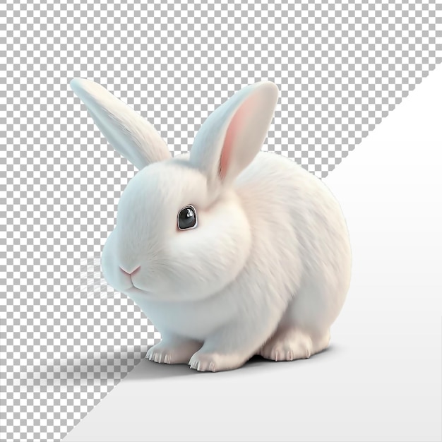 A white rabbit with a white face sits on a white surface.