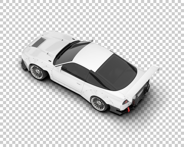 White race car on transparent background 3d rendering illustration