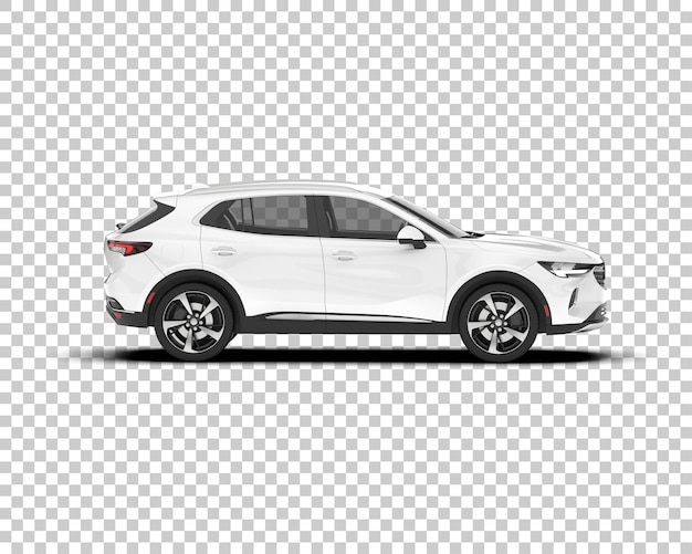 White realistic SUV on transparent background 3d rendering illustration