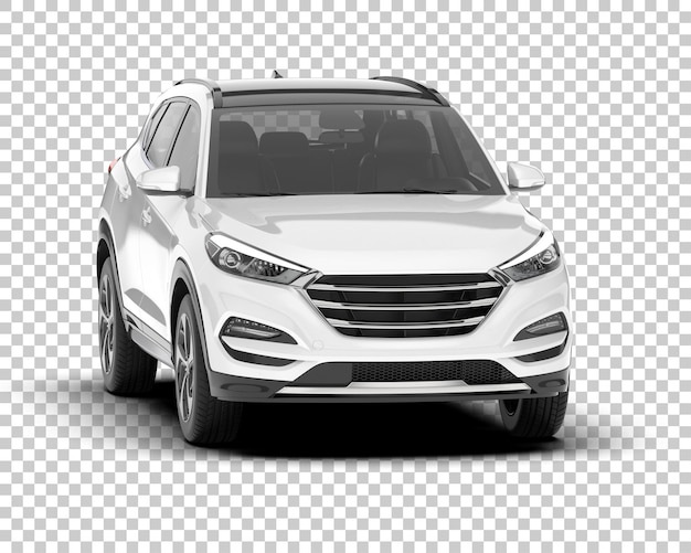 White realistic SUV on transparent background 3d rendering illustration