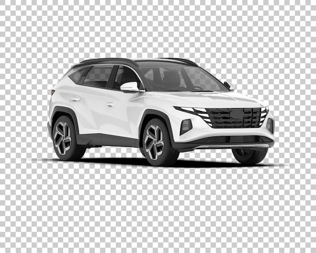 White realistic SUV on transparent background 3d rendering illustration