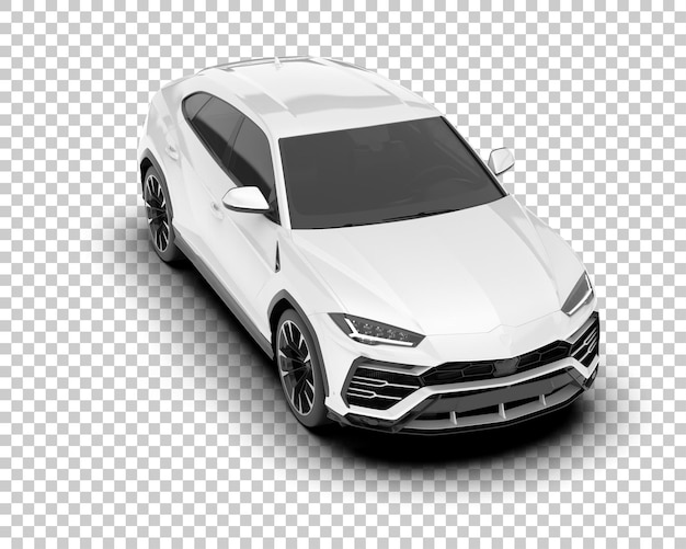 White realistic SUV on transparent background 3d rendering illustration