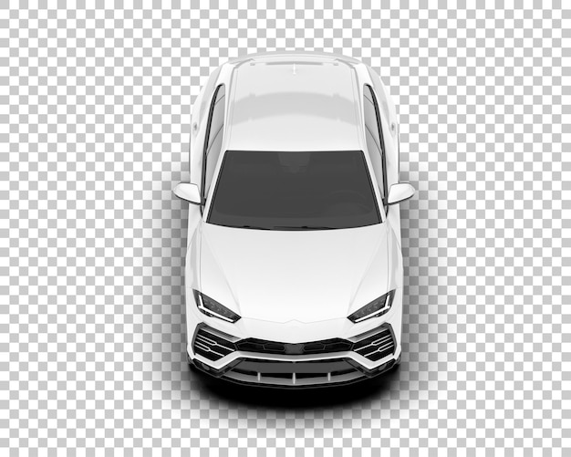 White realistic SUV on transparent background 3d rendering illustration