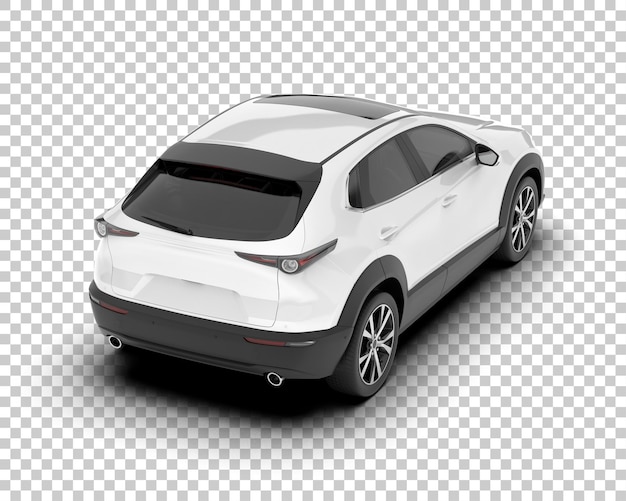 White realistic SUV on transparent background 3d rendering illustration