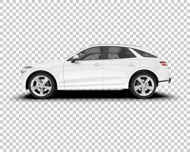 White realistic SUV on transparent background 3d rendering illustration