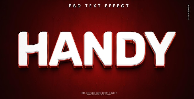 White and red color handy 3d text effect with dark red background