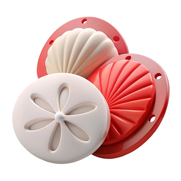 PSD a white and red shell with a white shell with a white flower on it