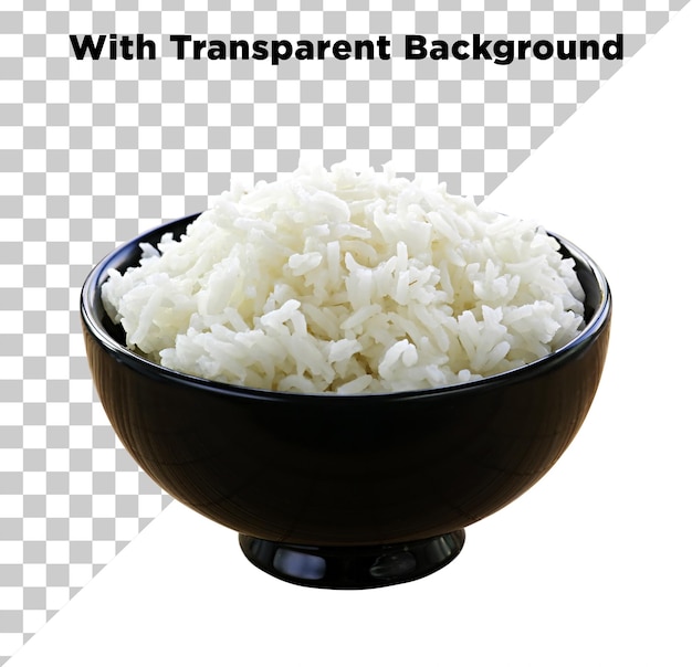 PSD white rice bowl isolated on transparent background