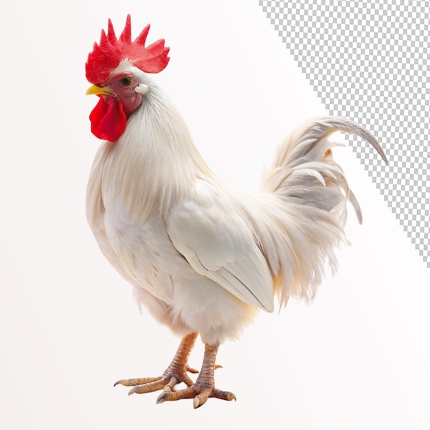 PSD white rooster on transparent background