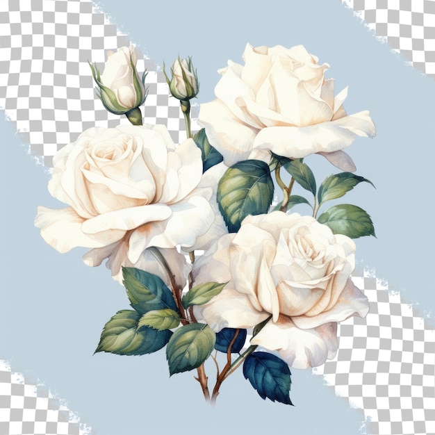 White roses depicted in a watercolor illustration