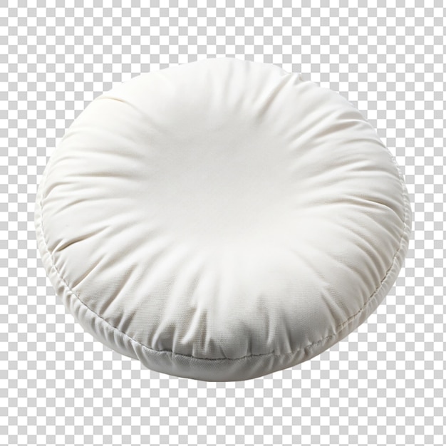 PSD white round cushion isolated on transparent background