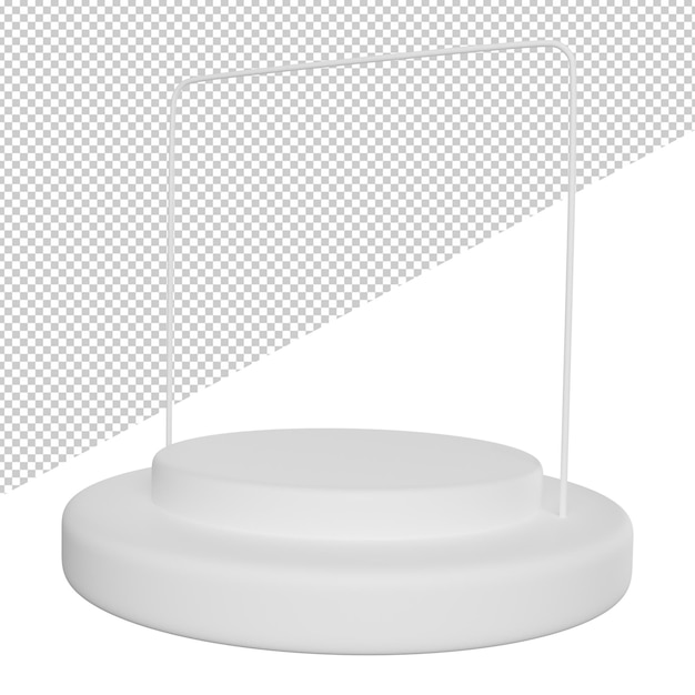 A white round stand with a white background that says the word art on it.