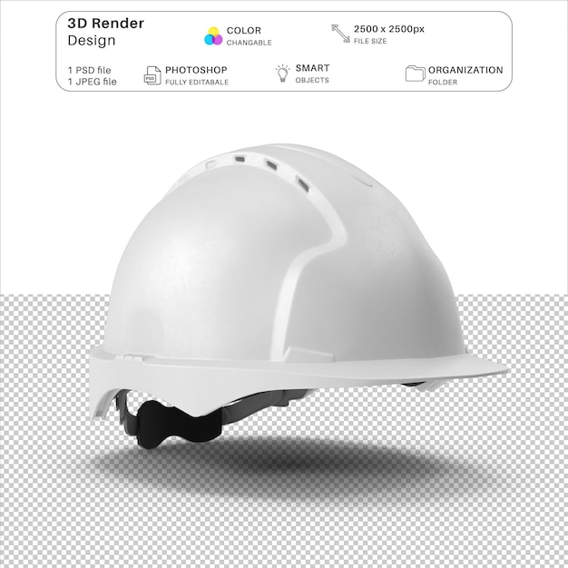 White Safety Helmet 3D Modeling PSD