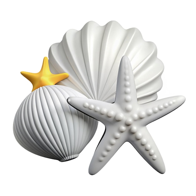 PSD a white shell with a starfish on it