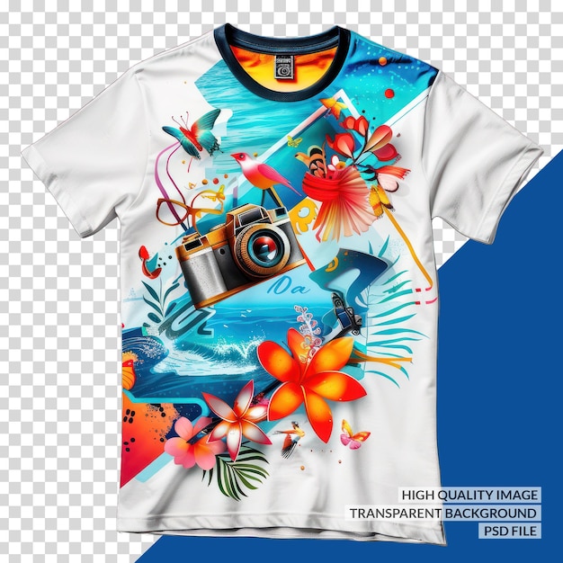 a white shirt with a picture of a camera on it