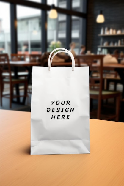 a white shopping bag with a design on it