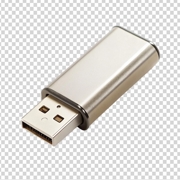 PSD a white and silver usb flash drive on transparent background