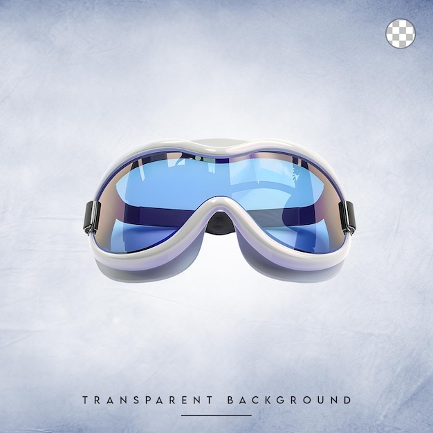 White ski goggles isolated on transparent background