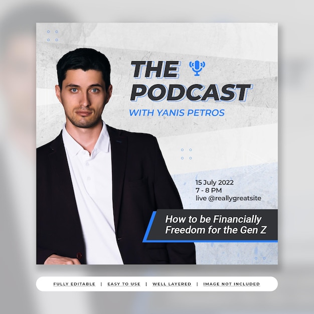 White Smoke Modern Business Podcast Instagram Post Template