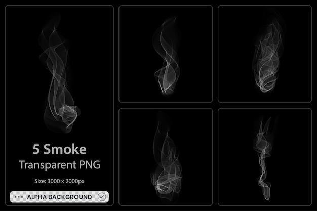 White Smoke transparent Set on black background