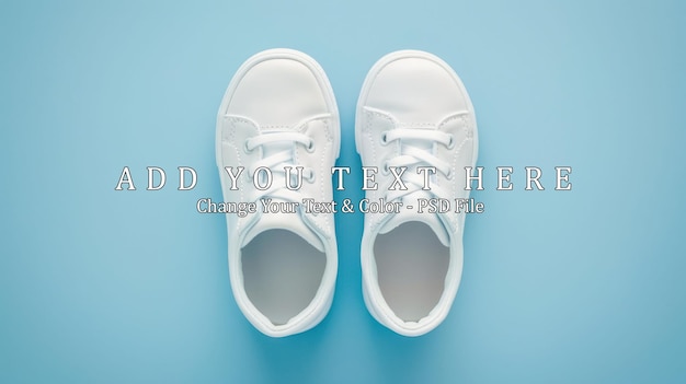 PSD white sneakers on blue background