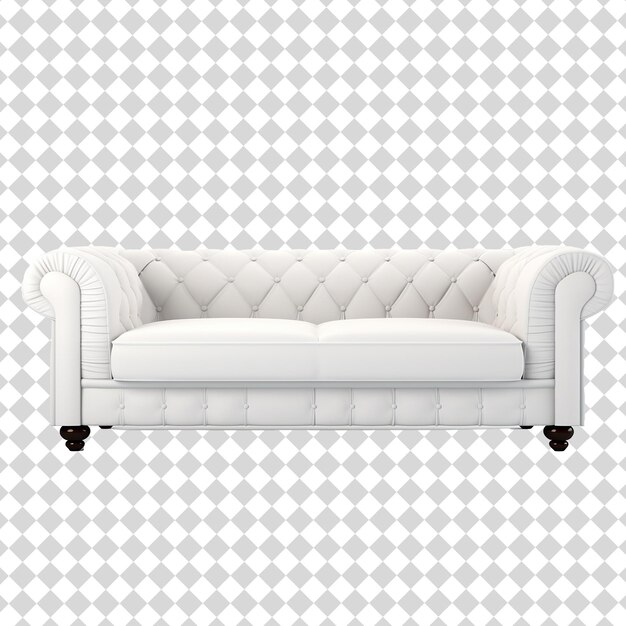 A white sofa Isolated on transparent background PSD file