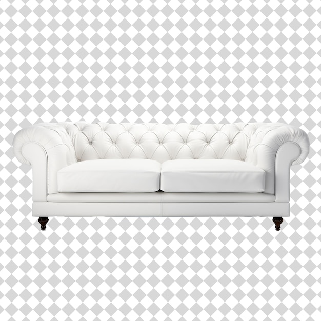 A white sofa Isolated on transparent background PSD file