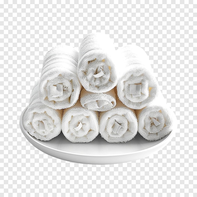 White spa towels isolated on a transparent background