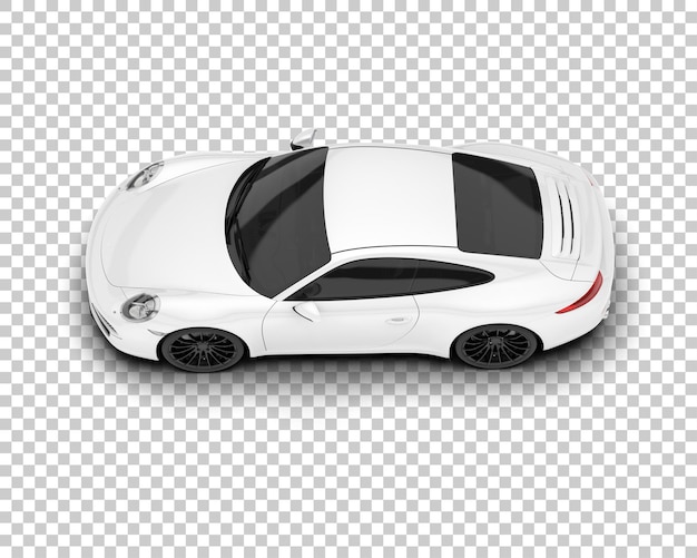 White sport car on transparent background 3d rendering illustration