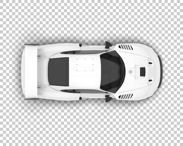 White sport car on transparent background 3d rendering illustration