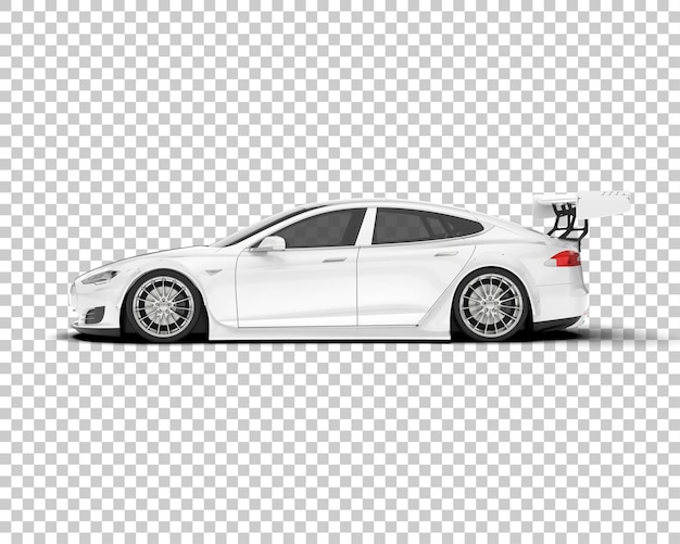 White sport car on transparent background 3d rendering illustration