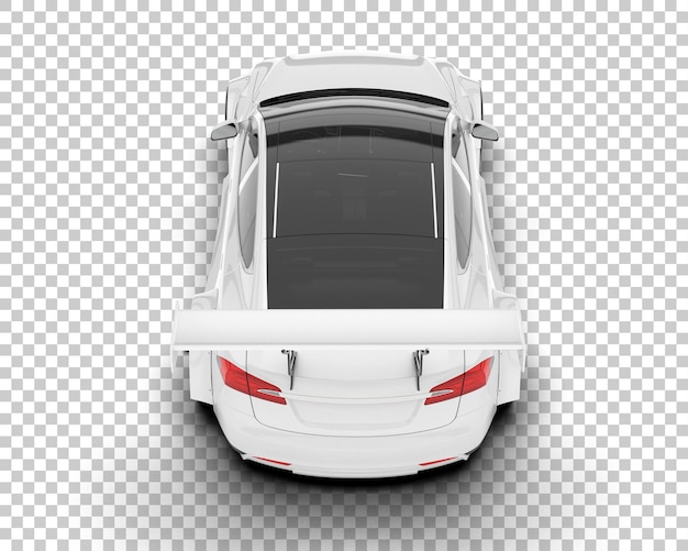 White sport car on transparent background 3d rendering illustration