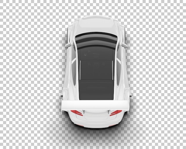 White sport car on transparent background 3d rendering illustration