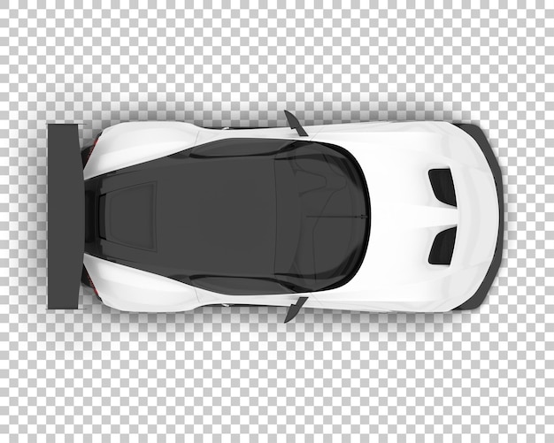 PSD white sport car on transparent background 3d rendering illustration