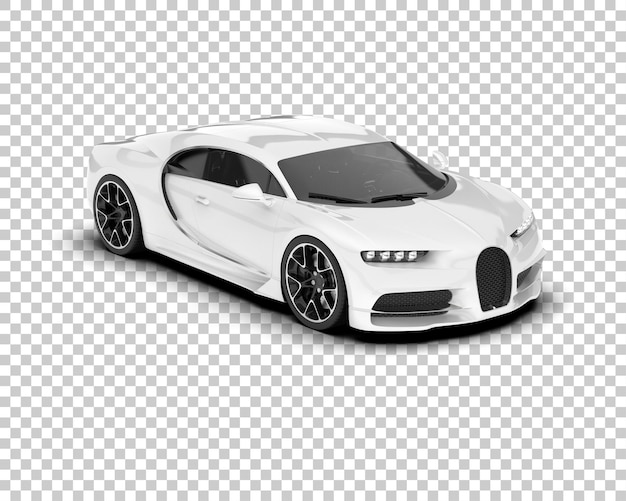 White sport car on transparent background 3d rendering illustration