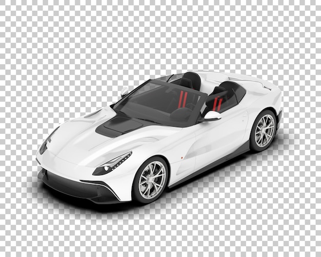 White sport car on transparent background 3d rendering illustration