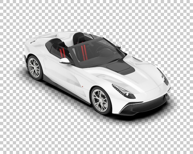 White sport car on transparent background 3d rendering illustration