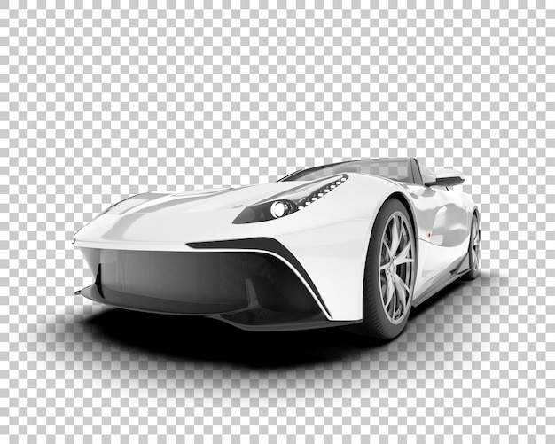 White sport car on transparent background 3d rendering illustration