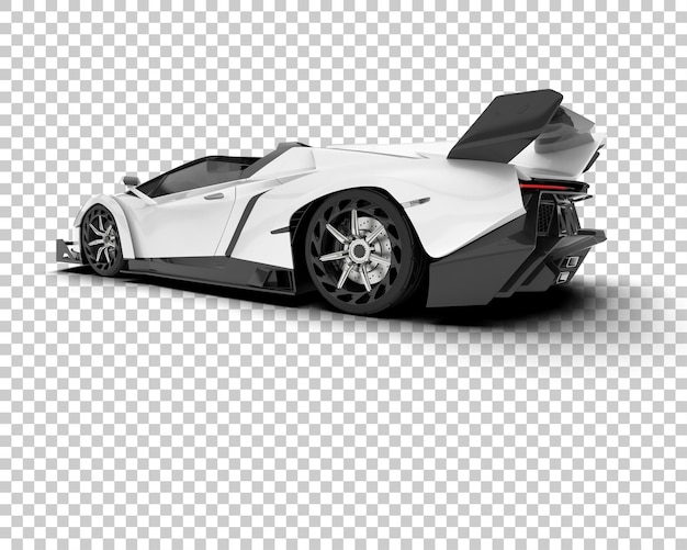 White sport car on transparent background 3d rendering illustration