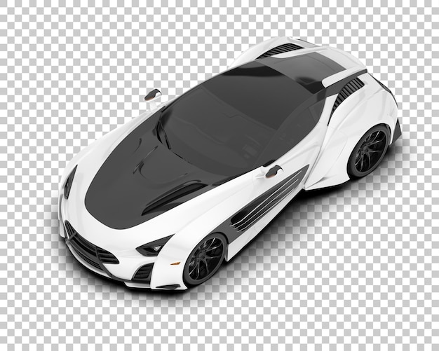 White sport car on transparent background 3d rendering illustration