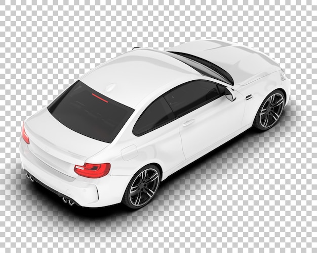 White sport car on transparent background 3d rendering illustration