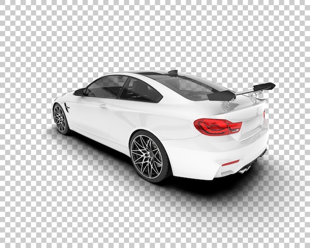 White sport car on transparent background 3d rendering illustration