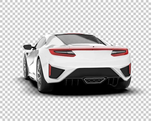 White sport car on transparent background 3d rendering illustration