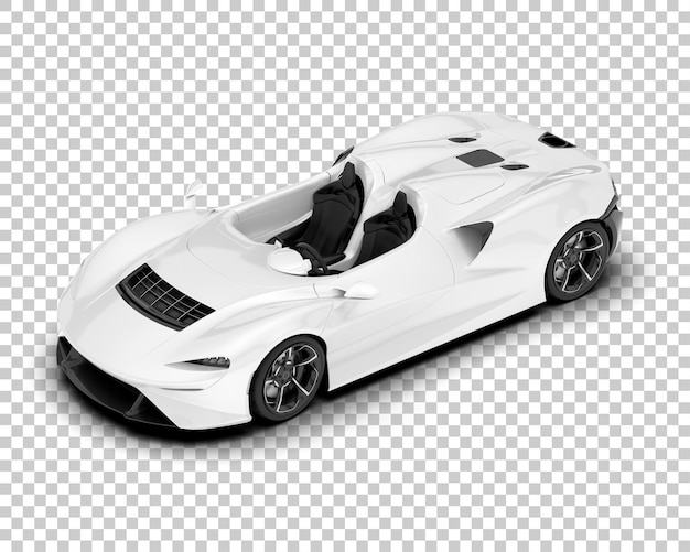 White sport car on transparent background 3d rendering illustration