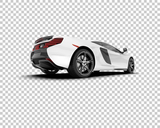 White sport car on transparent background 3d rendering illustration