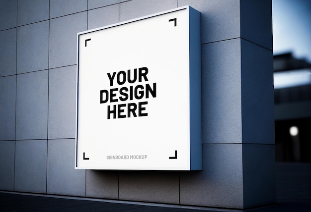 White square signboard mockup in outside for logo design brand presentation for companies ads